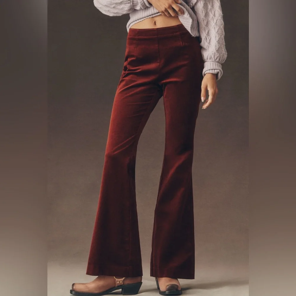 NWT! By Anthropologie Velvet Flare Pants - Size 6 🎆
